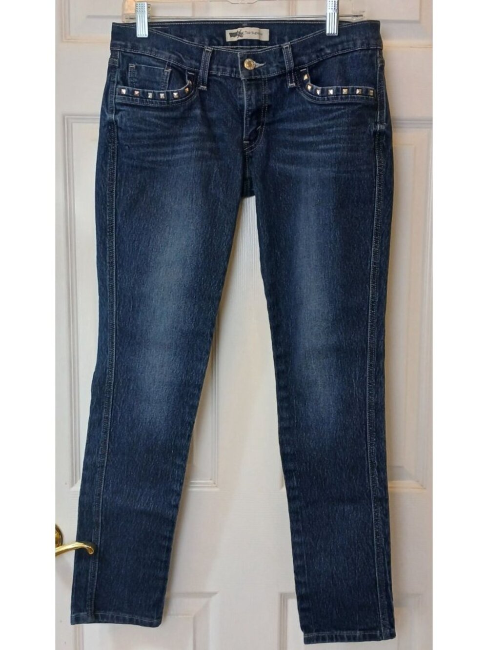 Levis 524 Too Superlow Skinny Jeans 9M W29 Studded Pockets Dark Denim *T-19